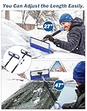 JOYTUTUS 47” Car Snow Brush, 4 in 1 Extendable Auto Car Snow Removal Broom Brush with Squeegee, 270° Foam Grip Car Retractable Snow Shovel with Durable Ice Scraper and Gift Gloves for Car SUV, Blue.