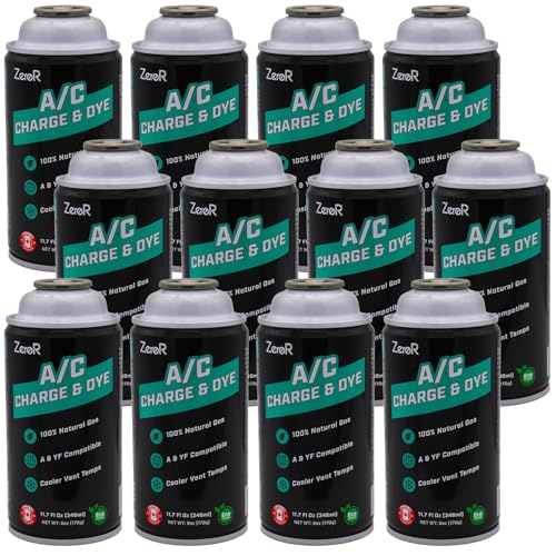 ZeroR AC Refrigerant | R134a Replacement | 12 Cans for AC Recharging