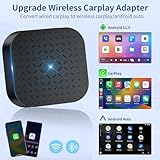 4 in 1 Wireless CarPlay Adapter Support Netflix/YouTube/TikTok/TF Card, Android Auto Wireless Adapter Car Play Dongle, Convert Wried to Wireless CarPlay for Cars with Factory Wired CarPlay (Black)