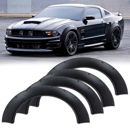 DEERMOTO Universal Fender Flares 4PCS Car Large Fender Wide Body Kit Flexible Wheel Arches Edge Trim Protector PP Material,Mustang Car,JDM Modern(84cm-Wide Body)