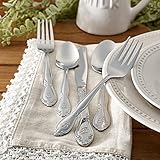 RiverRidge 5417-843-S Rose 46 Piece Monogrammed Flatware Set, Letter S, No size, Silver