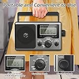 Greadio Portable Shortwave Radio with Best Reception,AM FM Transistor,LCD Display,Time Setting,Battery Operated by 4 D Cell Batteries or AC Power,Big Speaker,Earphone Jack for Gift,Elder,Home