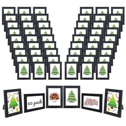 YOUKE OLA Set of 60 Picture Frame Bulk Photo Frames Wall Mounting Simple Photo Frames Multi Picture Frames for Wall or Tabletop, 4X6 Inch Black