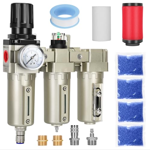 3/4" NPT Industrial Air Dryer for Compressor,3 Stage Air Compressor Water Separator System,Filter Oil Water Separator Dryer for Plasma Cutter and Paint Spray,Auto Drain