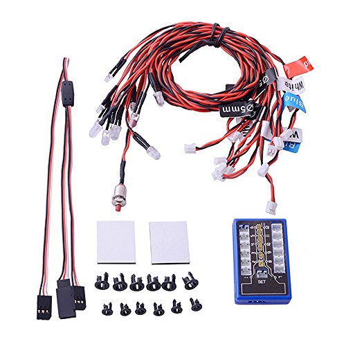 Globact Rc Car Headlights Taillight Rc Truck Led Lights Flashing Light Lamp 12 LED 5 Operation Modes for 1/10 Rc Trucks, Crawler, Off-Road, Sport Racing