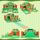 INFLATEFLY Bounce House Big Water Slide for Kids Bouncy House Inflatable Waterslide Bouncy House Water Park Castle with Slip and Slide, Water Sprays, Ball Pit Wet or Dry