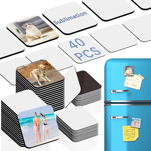 80PCS Sublimation Magnet Blanks 3x3 Bulk Square Produnts 40 Pcs Sublimation Blanks and 40Pcs Soft Magnetic for Kitchen Personalized Sublimation Refrigerator Fridge Magnets Blank Set for DIY Craft