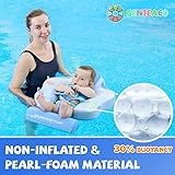 GENTEACO Newest Mambobaby Baby Swim Float with Canopy 3-24 Months Non-Inflatable Infant Floats for Pool Add Tail Avoid Flip Skin-Friendly Material for Toddler Boys Girls(Blue)