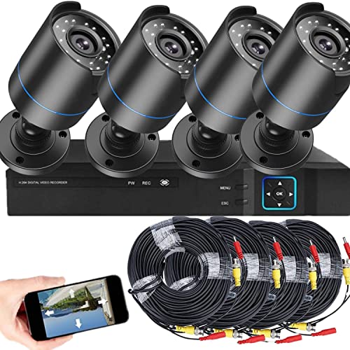 3000TVL Home Security System Surveillance DVR Camera Kits, 4pcs Wired 5MP PoE IP Night Vision Cameras Set with AI Motion Person Vehicle Detection, 4K NVR with 512GB Hard Drive for 24-7 Recording