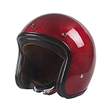 Harssidanzar Retro Motorcycle Helmet 3/4 Open Face Helmet Vintage Style for Men Women, DOT Approved CU601, Sparkling Red, Size S