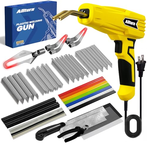 Allturn Upgraded Plastic Welder, 2 in 1 Plastic Welding Kit, Hot Staples Weld Gun, Car Bumper Repair Kit for Most Plastics, Patent Number D970324(Yellow)