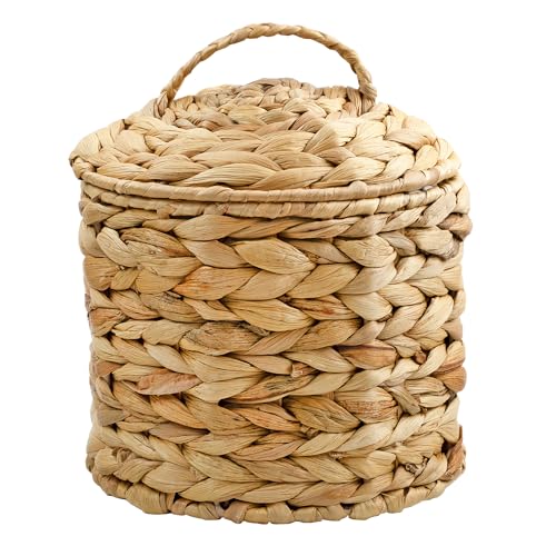 AuldHome Design Basket Coffee Filter Holder (Water Hyacinth), Woven Filter Storage Container w/Lid in Rustic Farmhouse Style
