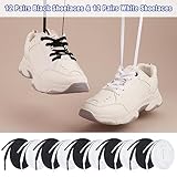 Auihiay 24 Pairs Flat Shoelaces, 31 inches Flat Shoe Laces, Multipack Shoestrings for Sneakers, Skates, Casual Shoes, Canvas Shoes, Boots, White and Black Replacement Shoelaces