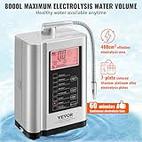 VEVOR Water Ionizer, Alkaline Water Ionizer Machine, pH 3.5-10.5 Alkaline Acidic Hydrogen Water Purifier, 7 Water Settings Home Filtration System, Up to -650mV ORP, 8000L Per Filter, Auto-Cleaning