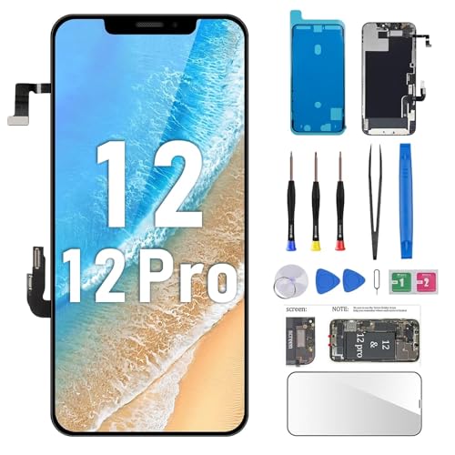 CYKJGS for iPhone 12 Screen Replacement 6.1" for iPhone 12 Pro with Ear Speaker and Proximity Sensor 12pro 3D Touch LCD Display Digitizer Full Assembly Repair Kits Fix Tools A2172 A2402 A2403 A2404