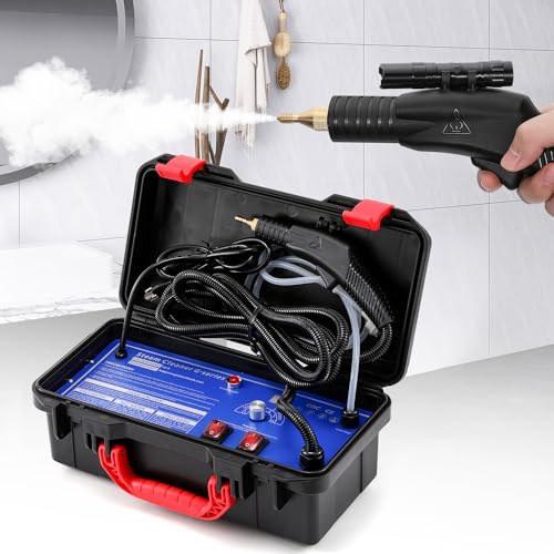 Hapyvergo High Pressure Steam Cleaner, 1700W Steamer for Cleaning Grout Tile, Heavy Duty Portable Steamer Cleaner for Car Auto, High Heat Cleaning Steamer for Home Shower All Surfaces 110V