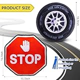 Woanger 2 Pcs Racing Pillow Room Decorations Set 15.7 Inch Big Creative 3D Simulation Wheel Pillow Funny Cone Traffic Light and Stop Sign Soft Race Car Tire Plush for Kid Room(Stop Sign)