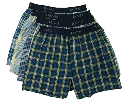 Hanes Ultimate Men's 4-Pack Platinum Yarn-Dye Boxer, Assorted, Large