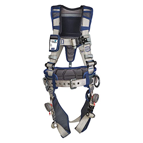 3M DBI-SALA 1112568 ExoFit STRATA, Aluminum Back/Side D-Rings, Tongue Buckle Leg Straps with Sewn in Hip Pad & Belt, X-Large, Blue/Gray