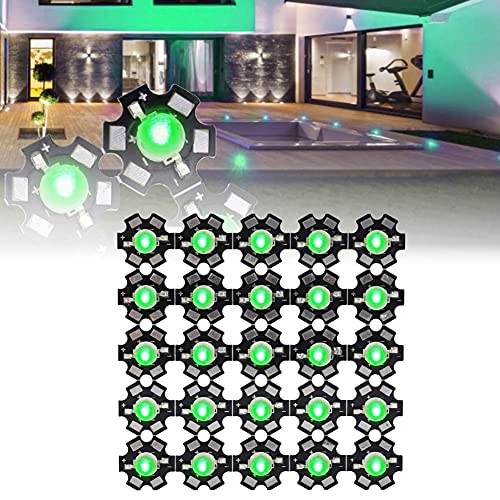 xuuyuu 25 Pcs LED Chips, 3W High Power LED Lamp Beads Emitter Diode Chips for DIY Lighting Fixtures(Green)