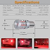 Eluseastar S25 P21/5W BAY15D LED Bulbs Red Built in Resistor with 6000LM Extremely Bright for Car Brake Tail Light, 2 Pack