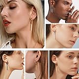 Gold Bar Dangling Earring Long Geometric Statement Fashion Men Teens Women Dangly Drop Dangle Earrings