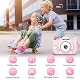 Goopow Kids Camera Toys for 3-8 Year Old Girls Boys,Children Digital Video Camcorder Camera with Cartoon Soft Cover, Best Chritmas Birthday Festival Gift for Kids - 32G SD Card Included