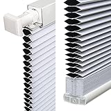 LazBlinds Cordless Cellular Shades, No Tools No Drill Blackout Honeycomb Shades Pleated Blinds for Windows, 35" W x 64" H, Silver White