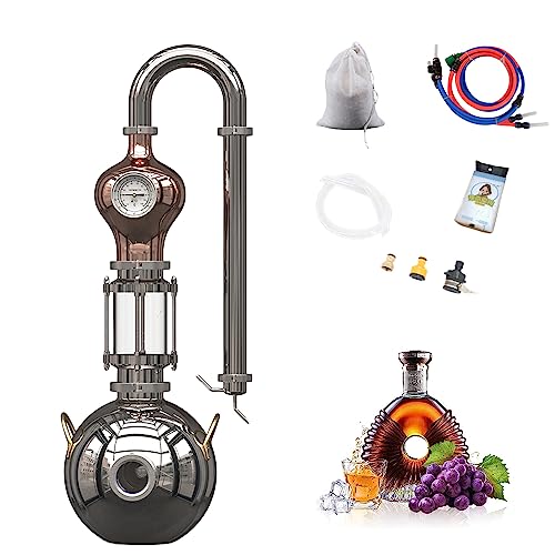 HOOLOO 8L（2.1Gal) Distiller Pure Copper Household Still Hydrosol Essential Oil Gin Whiskey Rum Vodka Brandy Moonshine Apparatus (8L Distiller)