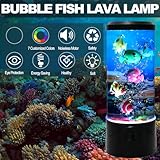 YPCOO Mini Bubble Fish Lamp,Fake Fish Tank Aquarium Lamp,Multi-Color Changing Aquarium Light with 6 Artificial Fish Night Lights-for Home Office Living Room Decor Gifts for Kids Adults (with 6 fishs)