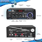 Pyle Wireless Bluetooth Stereo Power Amplifier - 200W 2 Channel Audio Receiver USA Warranty w/ RCA, USB, SD, MIC IN, FM Radio, For Home Theater Entertainment via RCA, Studio Use - PDA29BU.6