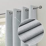 always4u 100% Blackout Linen Look Curtains for Bedroom Living Room Burlap Thermal Insulated Drapes Faux Linen Casual TextuClould Silver Window Treatment 2 Panels Clould Silver 45 * 95