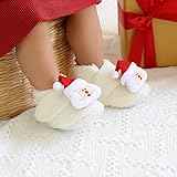 Ohwawadi Christmas Baby Booties Cozy Fleece Infant Baby Slippers Soft Bottom Warm Cartoon Socks Newborn Crib Shoes