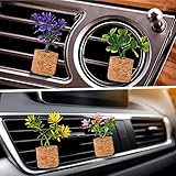 6 Pieces Cute Succulent Car Vent Clips Air Freshener with Mini Essential Oil Sprayer Car Pant Vent Clip Decor Artificial Pant Air Freshener Decoration Accessories for Car (Vibrant Style)