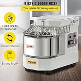 VEVOR Commercial Food Mixer, 8.5Qt Capacity, 450W Dual Rotating Dough Kneading Machine with Food-grade Stainless Steel Bowl, Security Shield & Timer Included, Baking Equipment for Restaurant Pizzeria