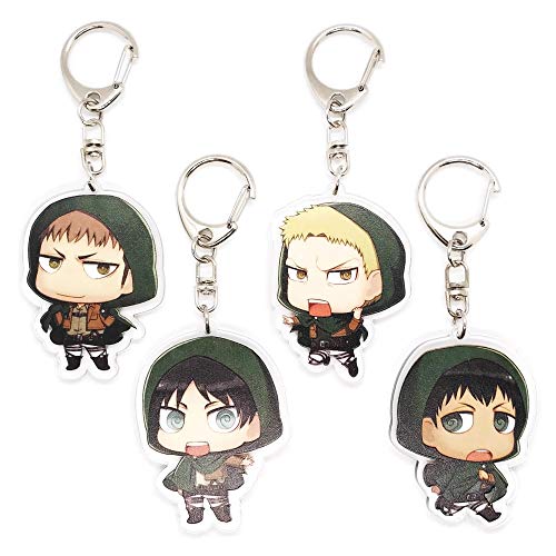 EBTY DREAMS Inc. - Set of 4 AoT Attack Titan Shingeki no Kyojin Acrylic Keychain Eren Jaeger, Jean Kirstein, Reiner Braun, Bertolt Hoover