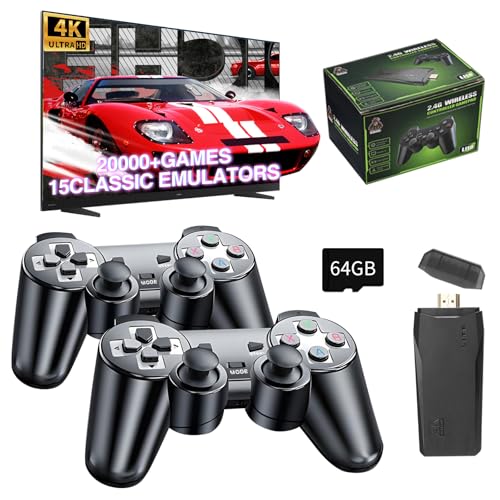 2024 Upgraded Retro Gaming Console,X2 Ultra Stick Game 4K, Wireless Retro Game Stick Built-in 23 Emulators, Retro Drive 20,400+ Games,Consola de Videojuegos,4K HDMI Output,2.4GHz Wireless Controllers