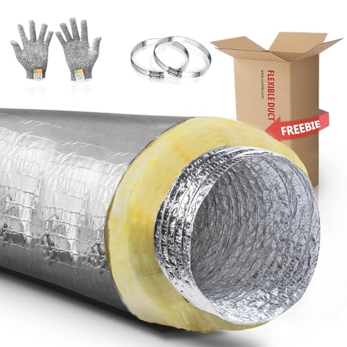 Cuchiilo 12 Inch 25 Feet Insulated Flexible Duct R4.2,12 Insulated Flex Duct ,12 Inch Insulated Flexible Duct HVAC, Ac Flex Duct 12 Inch Insulated, for Heating and Air Conditioning HVAC Systems