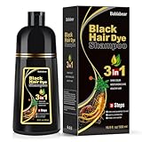 Bablabear Black Hair Dye Shampoo for Gray Hair, Semi-Permanent Hair Color Shampoo for Women and Men, Herbal Ingredients, 3 in 1 100% Grey Coverage.Lasts 30 Days/500ml/Natural herbal Ingredients
