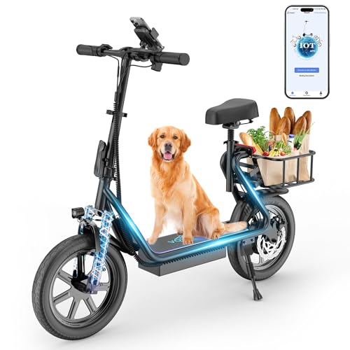 VOLPAM Electric Scooter Adults, Foldable E-Scooter for Adults, 500W Motor, 22 MPH Speed, 27 Mile Range, 14" Tires, Electric Kick Scooter with Seat, Dual Braking System, Smart APP