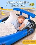 CHERIMOR Inflatable Toddler Travel Bed with Safety Bumpers, Portable Racecar Toddler Air Mattress with Electric Pump, Toddler Blow Up Mattress for Travel, Camping, Sleepovers&Vacation, Gift for Kids