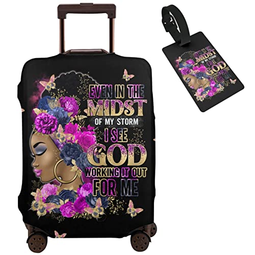 Tuizumy Travel Suitcase Protector Light skin african american Elastic Protective Washable Luggage Cover With Concealed Zipper Suitable For 18-32 Inch (S (for 18--21 inch luggage))