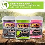 Lurwind Pro-Tec Jigs and Lures Powder Paint, Jig Head Powder Coat Paint for Baits and Jigs, Powder Coating Kit for Fishing Lures and Jig Heads, Black/Green Chartreuse/Hot Pink, 3 Pack, 2oz Jars