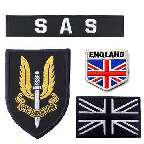 United Kingdom British Special Air Service SAS Flag Embroidery Patch Military Who Dares Wins Tactical Morale Badges Armband Emblem Applique Hook Patches