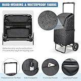 KEDSUM 2 in 1 Shopping Cart for Groceries, 330 lbs Grocery Cart on Wheels, Foldable Shopping Cart with Wheels, Load-Bearing Hand Truck with Black Waterproof Bag for Shopping, Camping, Laundry, Garden