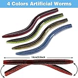 PLUSINNO 133PCS 5.5" Wacky Worm Fishing Lure Kit, Soft Plastic Fishing Lures, Grub Baits Hook Wacky Rig Bass Trout Fishing Worms Lures w/Tackle Box-A