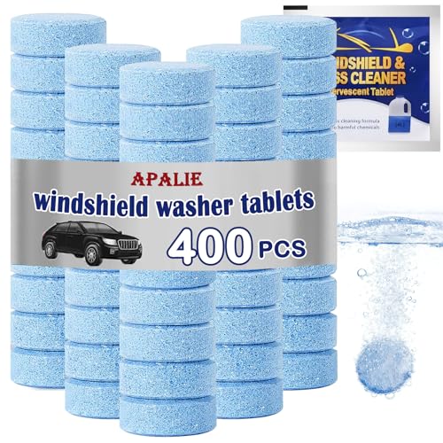 Apalie 400 Pieces Car windshield washer fluid Concentrated Clean Tablets, Windshield Wiper Fluid (Winter: Use With De-icer or Methanol)