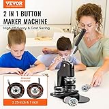 VEVOR Button Maker Machine, Multiple Sizes 1+2.25 Inch Badge Punch Press Kit, Children DIY Gifts Pin Maker, Button Making Supplies with 500pcs Button Parts & Circle Cutter & Magic Book