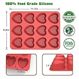 SILIVO Silicone Heart Shaped Muffin Pan (2 Pack) - Mini Heart Shaped Silicone Molds for Baking, Nonstick Heart Shaped Cupcake Pan for Brownies, Tartlets and Egg Bites