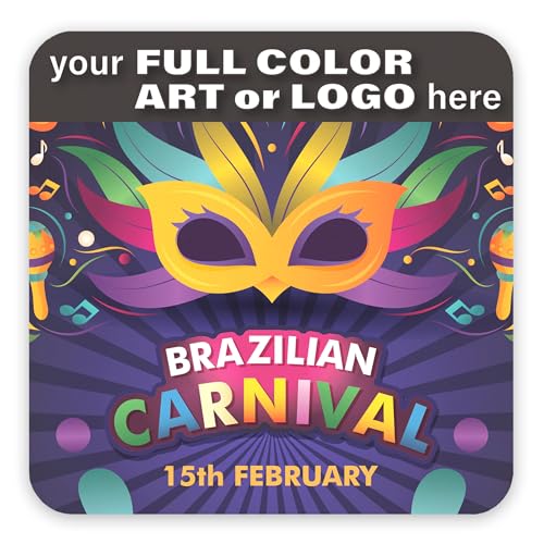 B.E. Green Custom Coasters - Pulpboard Personalized Coasters for Drinks - Full Color Print - Reusable & Absorbent - Beverage Coaster - Promo Events & Celebrations - Pack of 50 - Full Coverage, 4"x 4"
